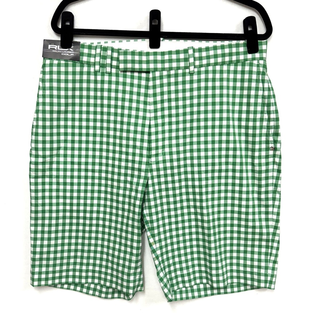 Ralph Lauren Men's‎ RLX Golf Shorts Size 35 Bermuda Green & White Gingham Check